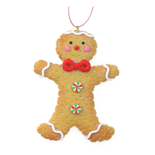 Kersthanger - gingerbread peperkoek mannetje -1x st- kunststof - 11 cm - Kersthangers