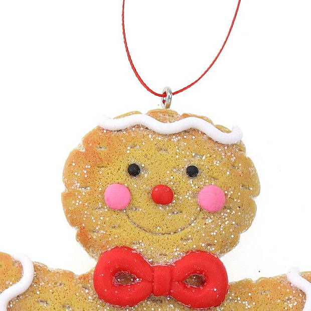 Kersthanger - gingerbread peperkoek mannetje -1x st- kunststof - 11 cm - Kersthangers