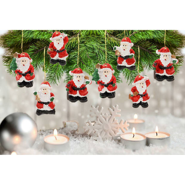 Kersthangers - kerstmannen -8x stuks - kunststof - 3,5 cm - ornamenten - Kersthangers