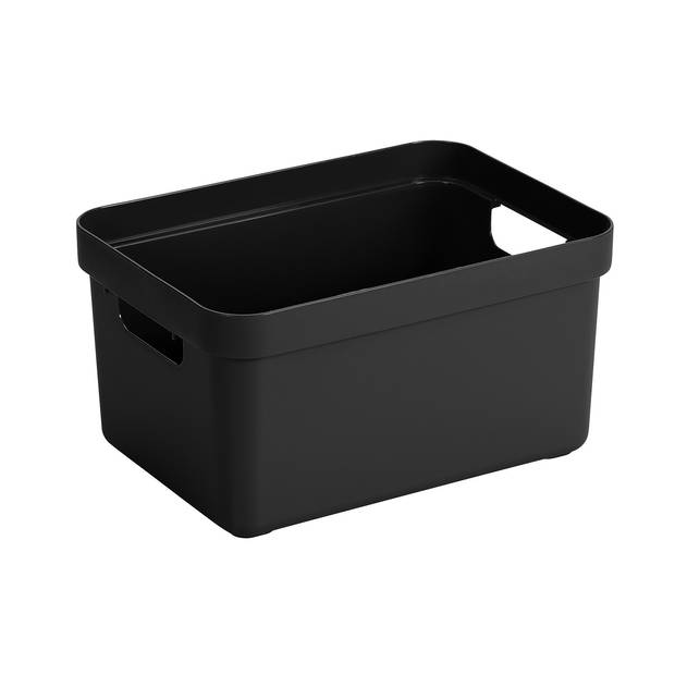 Combieset van 8x stuks opbergboxen/opbergmanden 13 liter kunststof in zwart en grijs - Opbergbox