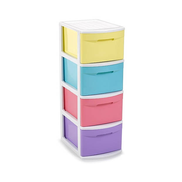 Ladeblok/bureau organizer met 4x lades - multi kleuren - L39 x B28.5 x H78 cm - kunststof - Opbergbox