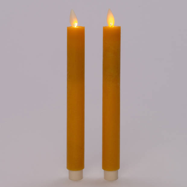 Anna Collection LED dinerkaarsen - 2x st - oker geel - 23 cm - LED kaarsen