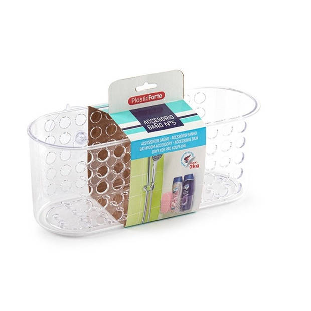 2x Plastic opberg bakjes met zuignappen van 26 x 12 cm - Douche- en badrekjes