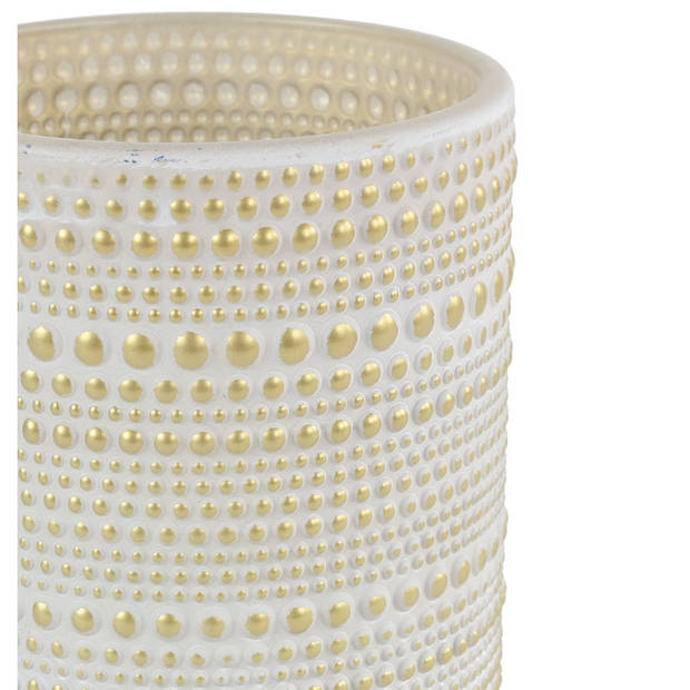 Countryfield Luxe theelichthouder - Aurora - creme wit/goud - D10 x H12 cm - Waxinelichtjeshouders