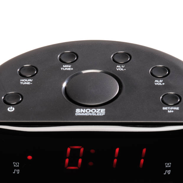 Denver Wekkerradio - Snooze / Slaap Functie - Digitale Wekker - FM Radio - Dual alarmklok - CR430 - Zwart