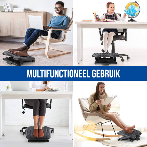 Strex Voetensteun Ergonomisch met Massagerollers - Verstelbaar - Anti-Slip - Voeten Steun Bureau