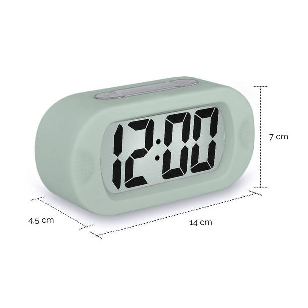JAP AP17 digitale wekker - Stevige alarmklok - Met snooze en verlichtingsfunctie - Rubber - Pastelle groen