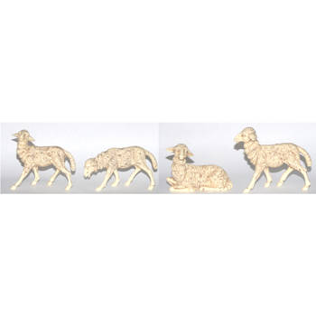 4x Witte schapen beeldjes 10 x 10 cm dierenbeeldjes - Beeldjes