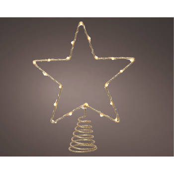 Decoris verlichte ster piek - goud - 27 cm - steady - kerstboompieken
