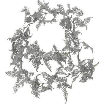 Christmas Decoration lichtsnoer/slinger - met bladeren - zilver - 150 cm - Guirlandes