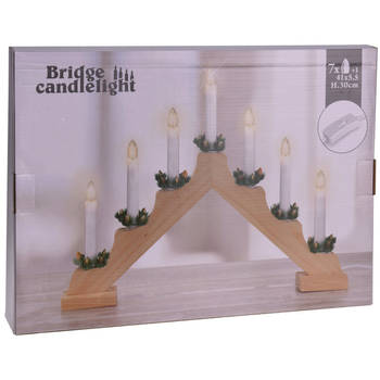 Christmas Decoration kaarsenbrug - 41 x 6 x 29,5 cm - hout -A‚i¿½ 7 LEDS - kerstverlichting figuur