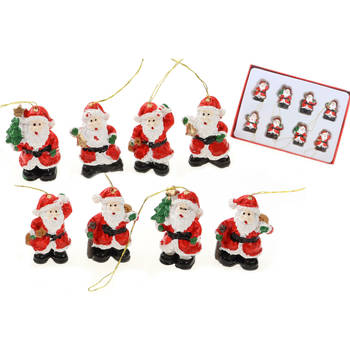 Kersthangers - kerstmannen -16x stuks - kunststof - 3,5 cm -ornamenten - Kersthangers