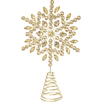 Christmas Decoration piek - ster vorm - goud met steentjes - 23 cm - kerstboompieken