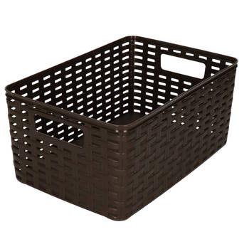 Plasticforte Opbergmand - Kastmand - rotan kunststof - donkerbruin - 10 Liter - 22 x 33 x 16 cm - Opbergmanden