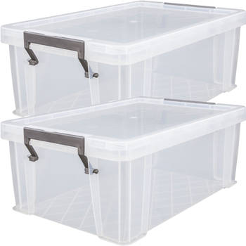 Allstore Opbergbox - 2x stuks - 10 liter - Transparant - 40 x 26 x 15 cm - Opbergbox