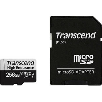 Transcend TS256GUSD350V 350V High Endurance MicroSD w/ adapter, 256GB, U3, 3D NAND, 95/ 45 MB/s