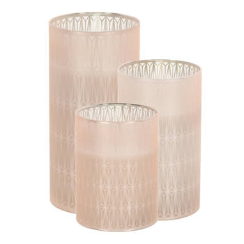 Luxe LED kaarsen in glas - set 3x st - 10, 12,5 en 15 cm - warm wit - LED kaarsen