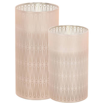 Luxe LED kaarsen in glas - set 2x st - 12,5 en 15 cm - warm wit - LED kaarsen