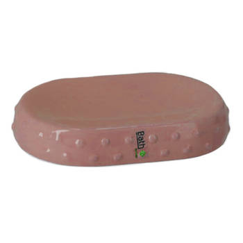 Zeephouder/zeepbakje roze keramiek 15 cm - Badkameraccessoireset