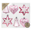 Inge Christmas kerstornamenten figuurtjes - 6x stuks - roze - 9 cm - Kersthangers