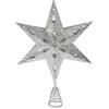 Christmas Decoration verlichte ster piek - zilver - 35 cm - met timer - kerstboompieken