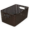 Plasticforte Opbergmand - Kastmand - rotan kunststof - donkerbruin - 10 Liter - 22 x 33 x 16 cm - Opbergmanden