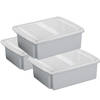 Sunware set van 3x opslagboxen kunststof 17 liter lichtgrijs 45 x 36 x 14 cm met deksel - Opbergbox