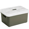 Sunware Opbergbox/mand - donkergroen - 13 liter - met deksel hout kleur - Opbergbox