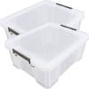 Allstore Opbergbox - 2x stuks - 24 liter - Transparant - 48 x 38 x 19 cm - Opbergbox