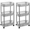 2x Woondecoratie karretjes/trolleys met grijze opbergmanden 71 cm - Opbergmanden