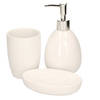 Witte badkamer/toilet accessoires set 3-delig van dolomiet - Badkameraccessoireset