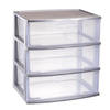 Plasticforte Ladeblokje organizer 3x lades - zilver/transparant - L56 x B40 x H61 cm - plastic - Ladeblok