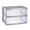 Plasticforte Ladeblokje organizer 2x lades - zilver/transparant - L56 x B40 x H41 cm - plastic - Ladeblok