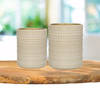 Countryfield Theelichthouders/kaarsenhouders - 2x stuks - creme wit/goud - glas - Windlichten