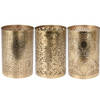 Set van 3x metalen theelichthouders/windlichtjes goud D10 x H15 cm - Windlichten