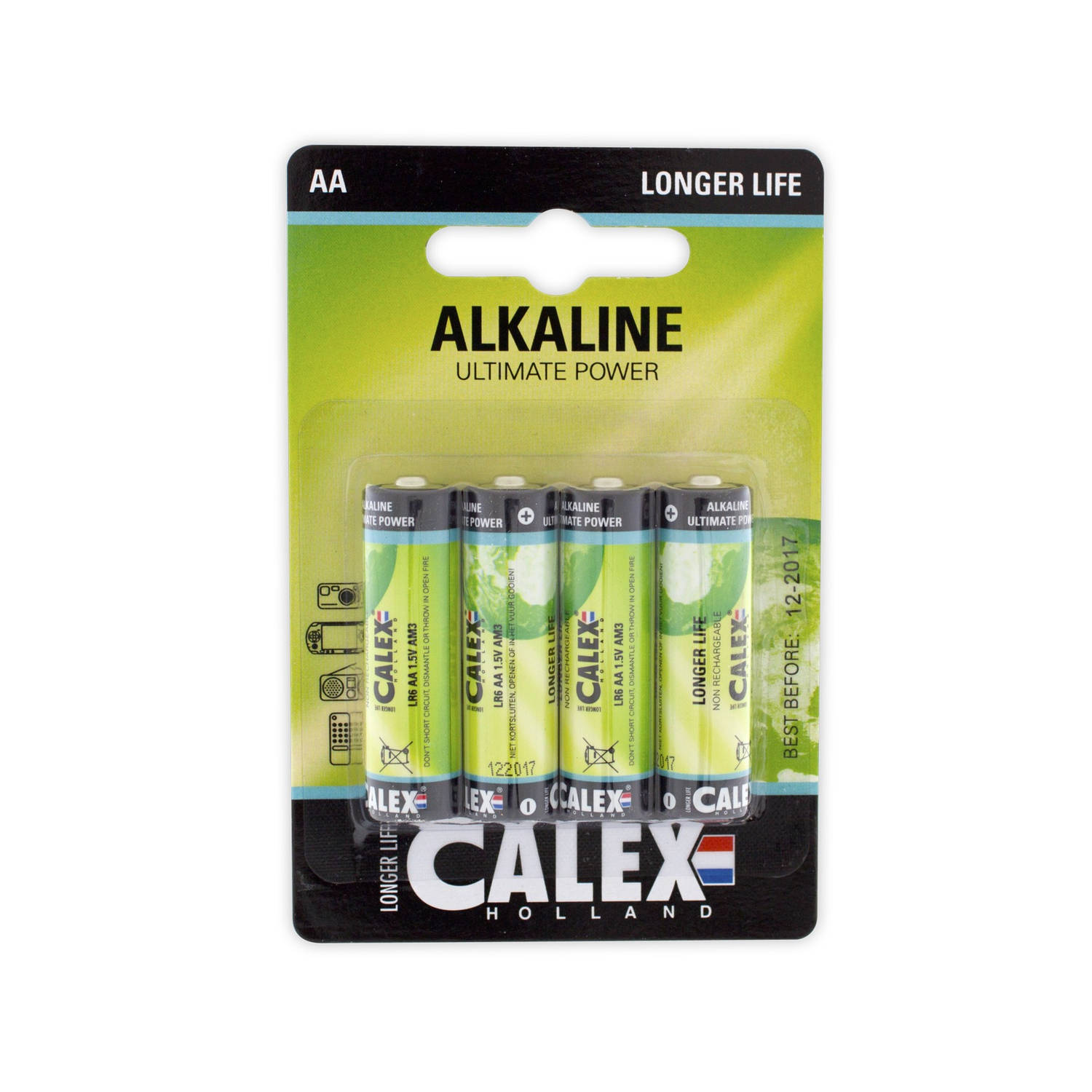 Calex - 3 stuks Alkaline penlite aa 1,5v lr6, blister 4 stuks