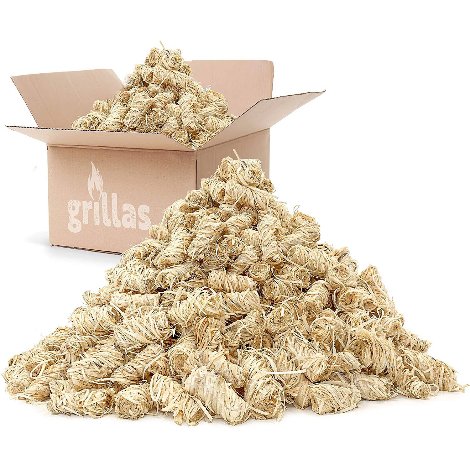 Grillas Aanmaakblokjes-aanmaakkrullen- aanmaakwokkels- houtwol-voor openhaard en barbecue - 2.5kg