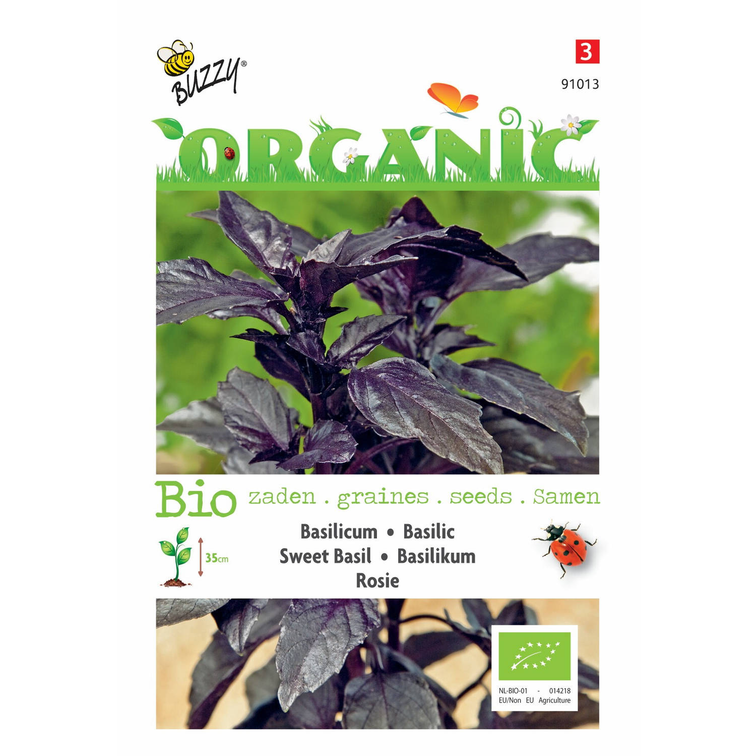 Buzzy - 5 stuks Organic Basilicum Rosie (Skal 14725) Tuinplus