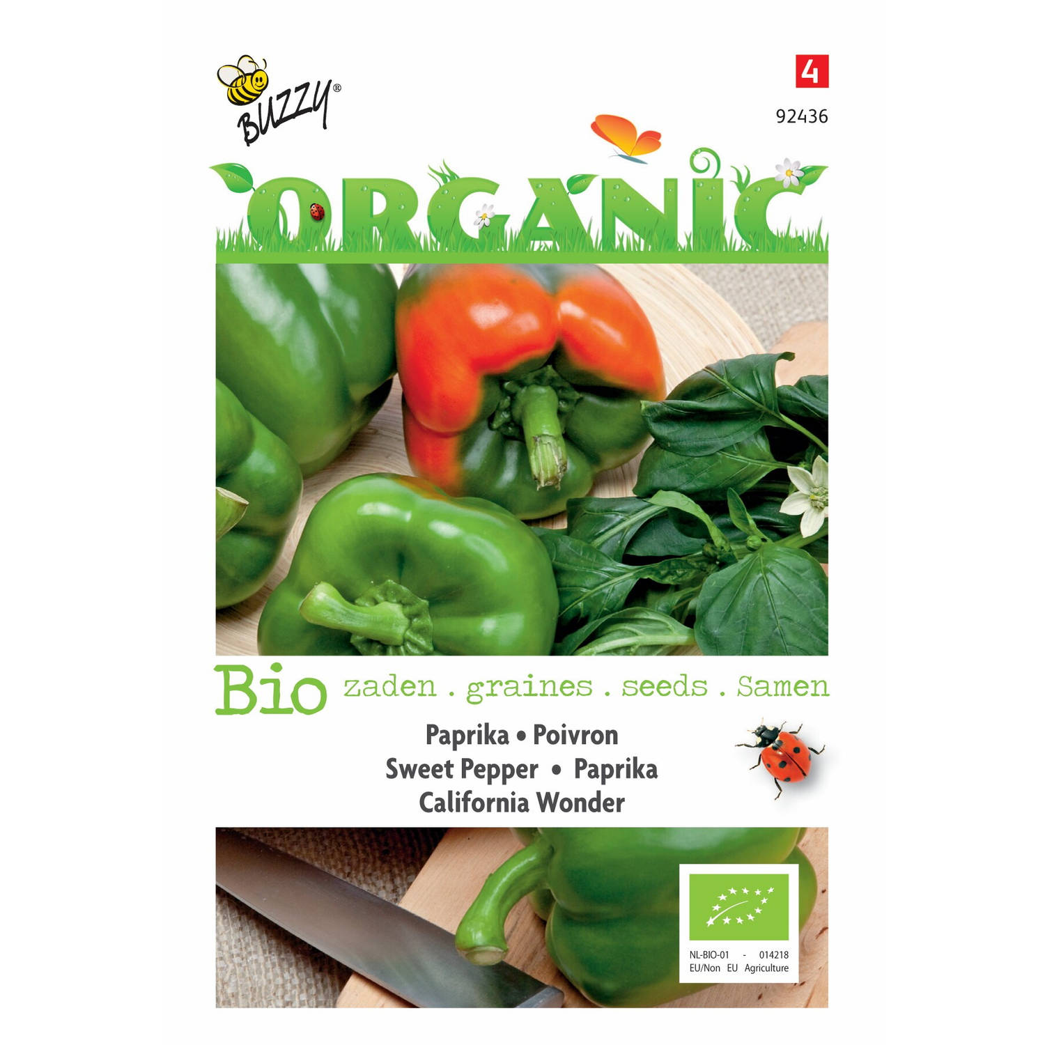 5 stuks Organic Paprika California Wonder (Skal 14275)