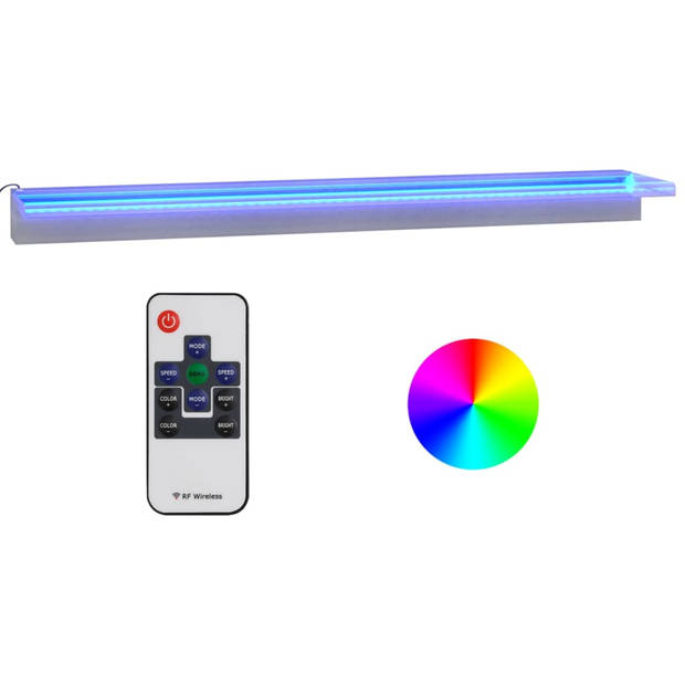 vidaXL Watervaloverlaat met RGB LED's 108 cm roestvrij staal