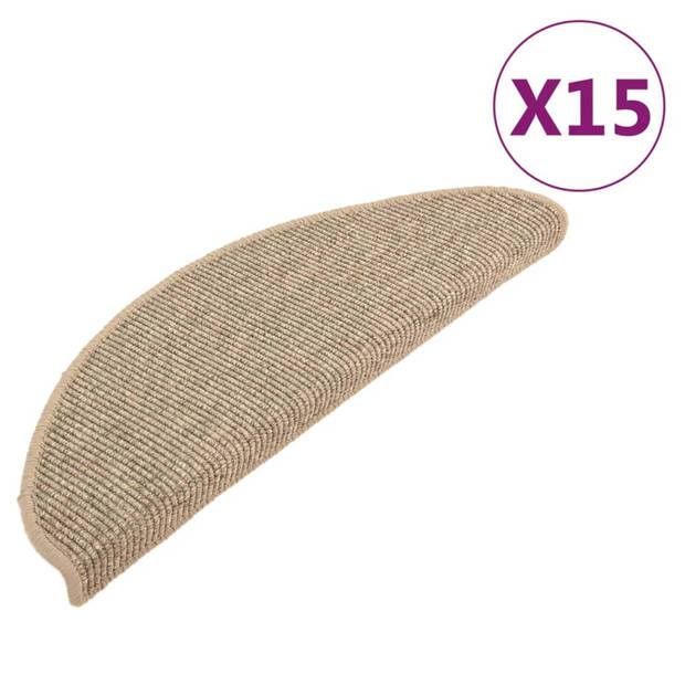 vidaXL Trapmatten zelfklevend 15 st 65x21x4 cm donkerbeige