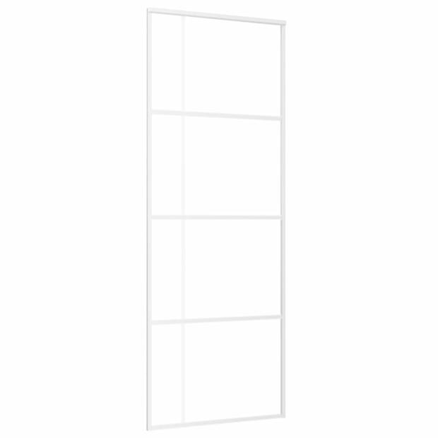 vidaXL Schuifdeur 76x205 cm ESG-glas en aluminium wit