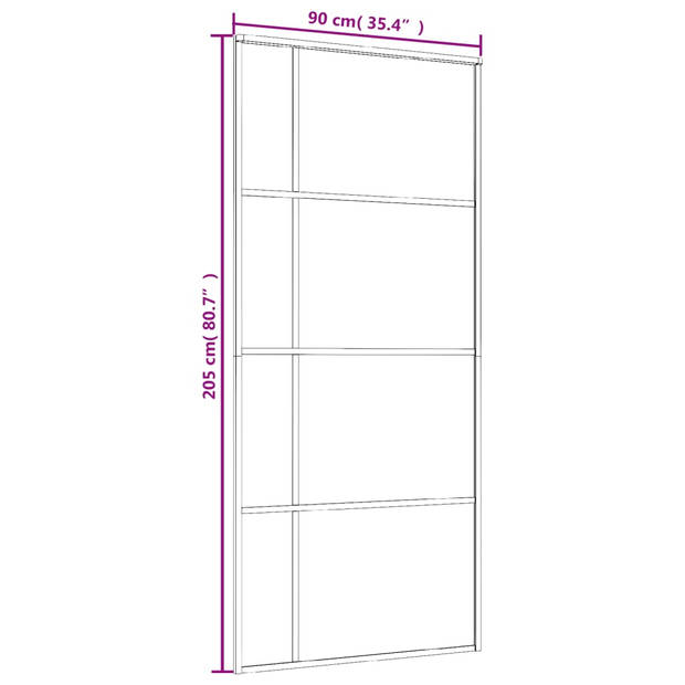 vidaXL Schuifdeur 90x205 cm ESG-glas en aluminium wit