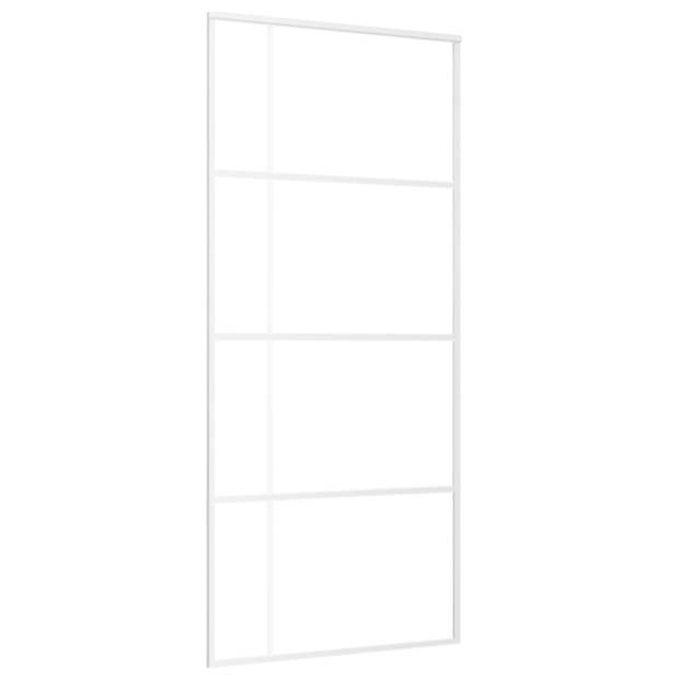 vidaXL Schuifdeur 90x205 cm ESG-glas en aluminium wit