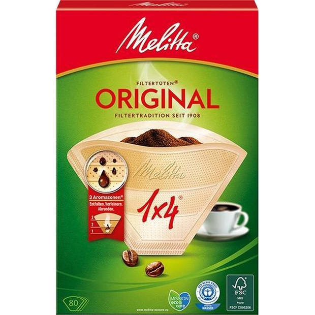 Melitta Originele Filterzakjes - voor Koffiezetapparaat - Maat 4 - 80 Stuks - Wit