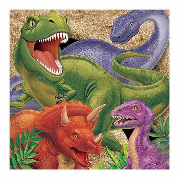 Witbaard servetten dino jongens 33 x 33 cm papier groen 16 stuks