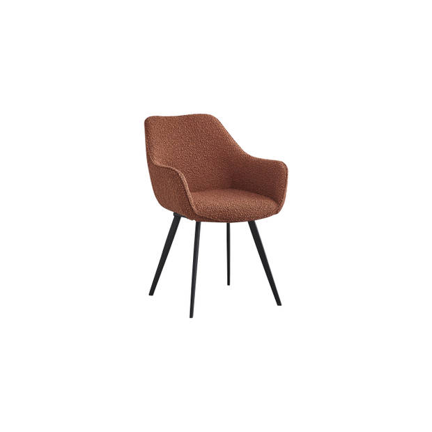 Livingfurn - Eetkamerstoel Luca Boucle Leaf Brown - 2 stuks