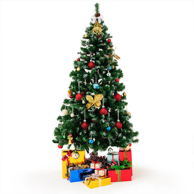 Kunstkerstboom, kerstboom, 180cm, met dennenappels en besneeuwde takken