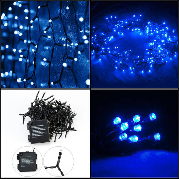 Kerstverlichting, 6 meter, 100 LEDs, blauw, 8 lichtfuncties