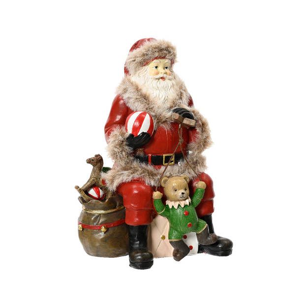 Decoris - Kerstman polyresin l9.7b13h19 cm rood kerst